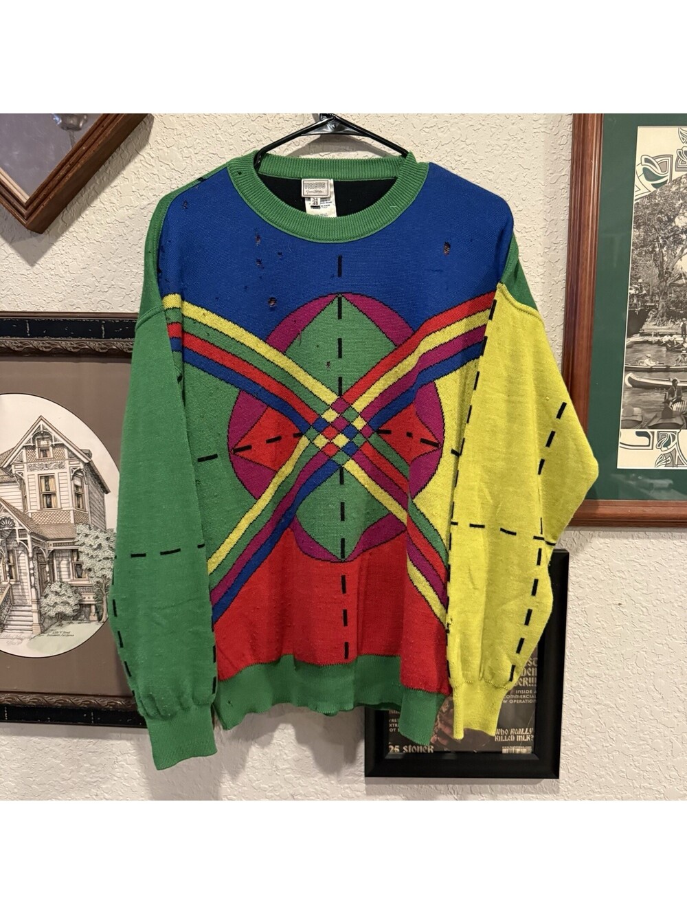 Vintage 80s/90s Rare Men's Versus Gianni Versace Colorful Knit Sweater Medium‎